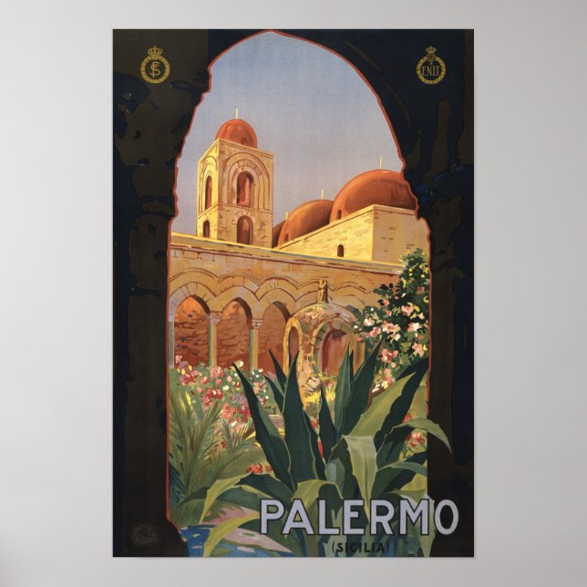 Palermo Italy Vintage Travel Poster (Front)