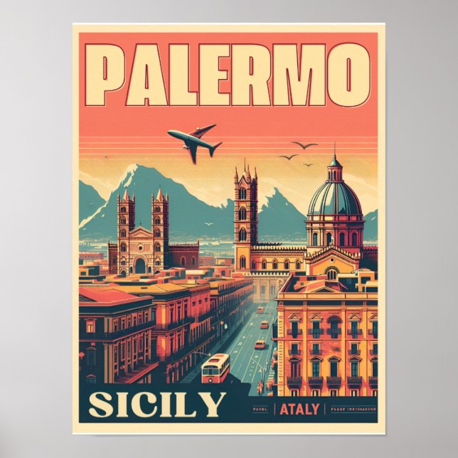 Palermo sicily italian vintage souvenir gifts poster (Front)