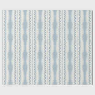 Palest Blue Ikat Stripe on Cream, Loom Weave Wrapping Paper