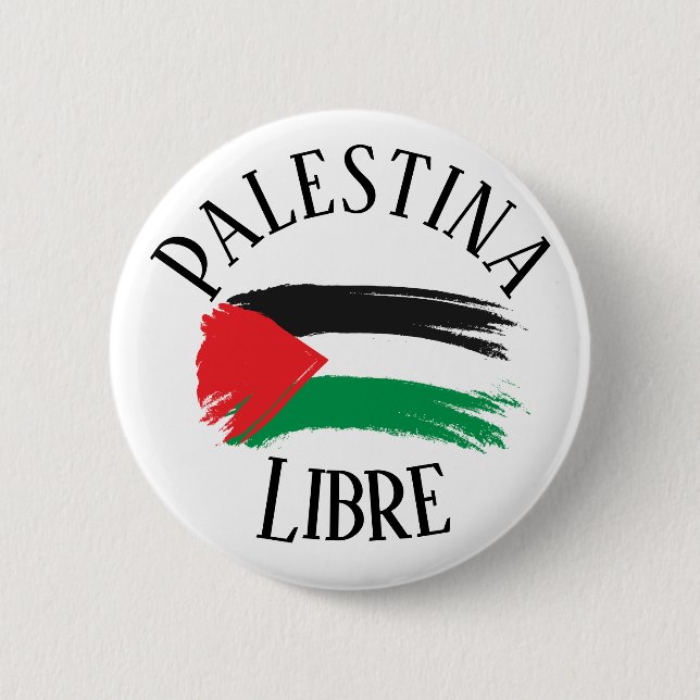 Palestina Libre Free Palestine Español Button Pin (Front)