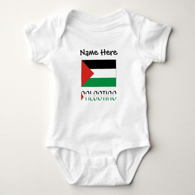 Palestine and Palestinian Flag with Your Name Baby Bodysuit (Front)