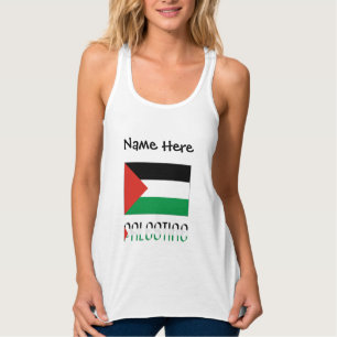 Palestine and Palestinian Flag with Your Name Singlet