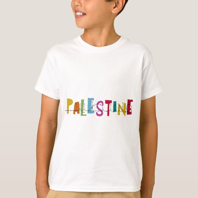 PALESTINE Arabic Name  Colourful kids design Hoodi T-Shirt (Front)
