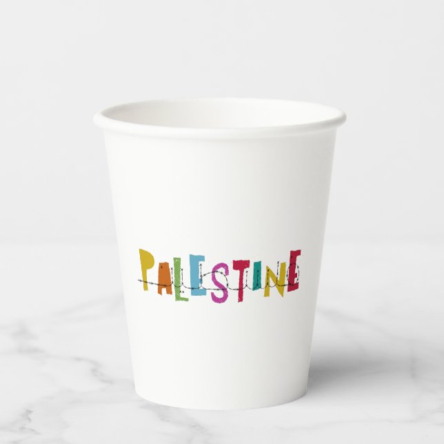 PALESTINE Arabic Name Colourful  Paper Cups (Front)