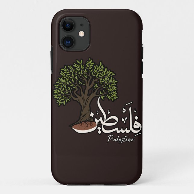 Palestine Arabic word with Palestinian Olive Tree  Case-Mate iPhone Case (Back)