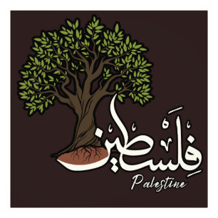 Palestine Arabic word with Palestinian Olive Tree  Photo Print