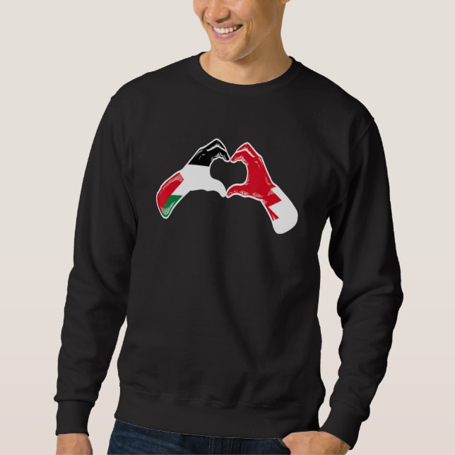 Palestine Bahrain Flag  Palestinian Bahrainian Hea Sweatshirt (Front)