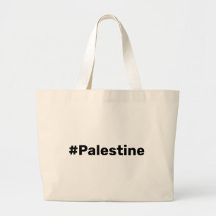 #Palestine basic simple text supporting Gaza Large Tote Bag