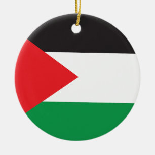Palestine Button, Patriotic Palestinian Flag Ceramic Tree Decoration