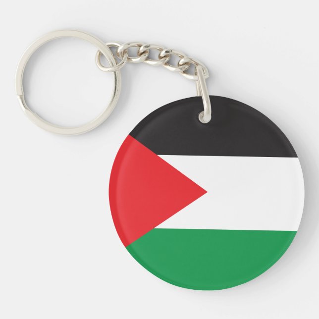 Palestine Button, Patriotic Palestinian Flag Key Ring (Front)