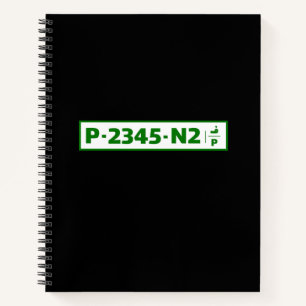 Palestine car registration plate - not real. notebook