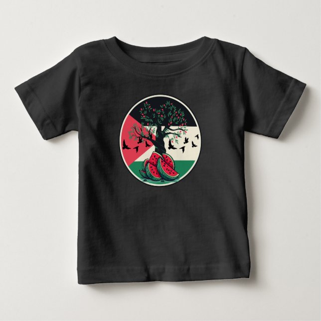palestine culuture palestine watermelon olive tree baby T-Shirt (Front)