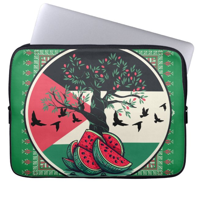 palestine culuture palestine watermelon olive tree laptop sleeve (Front)