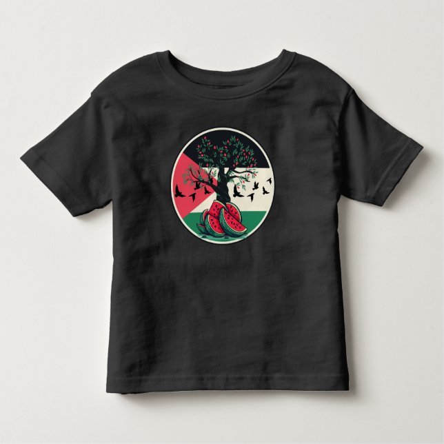 palestine culuture palestine watermelon olive tree toddler T-Shirt (Front)