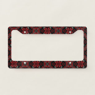 Palestine Embroidery Tatreez Pattern12 crm-red Licence Plate Frame