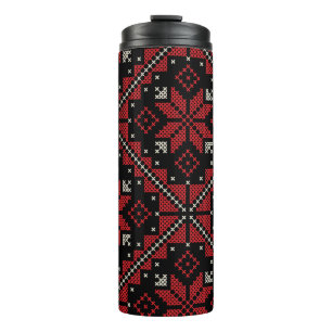 Palestine Embroidery Tatreez Pattern12 crm-red Thermal Tumbler