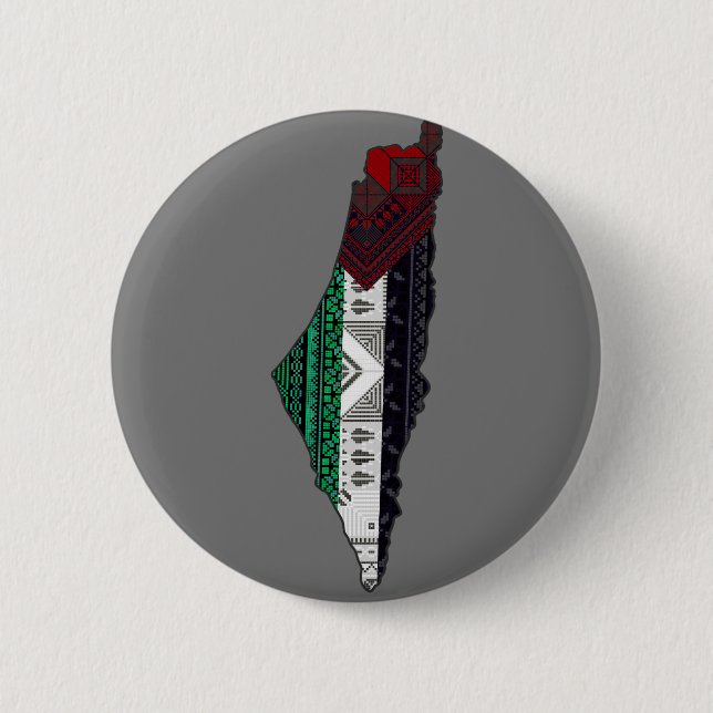 Palestine Embroidery tatreez Pattern flag map free 6 Cm Round Badge (Front)