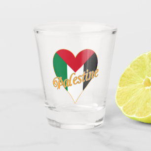Palestine Flag فلسطين Arabic & English WordArt Shot Glass