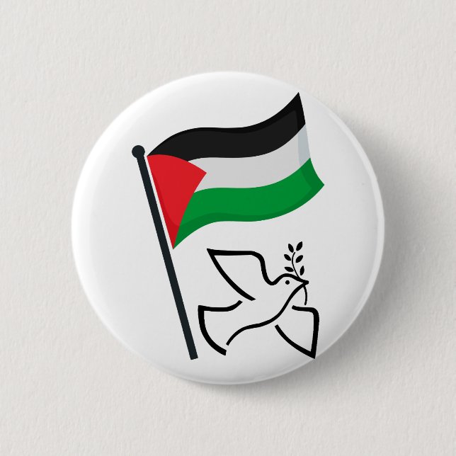 Palestine Flag فلسطين Peace Dove | Free Palestine  6 Cm Round Badge (Front)