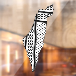 Palestine Flag and Map with Keffiyeg Pattern