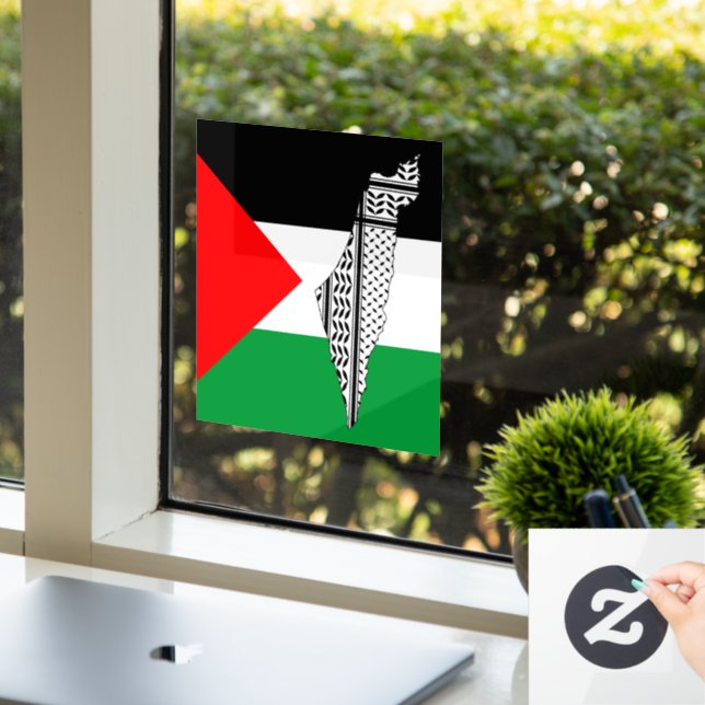 Palestine Flag and Map with Keffiyeg Pattern (Office)