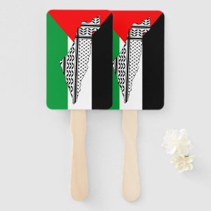 Palestine Flag and Map with Keffiyeg Pattern Hand Fan