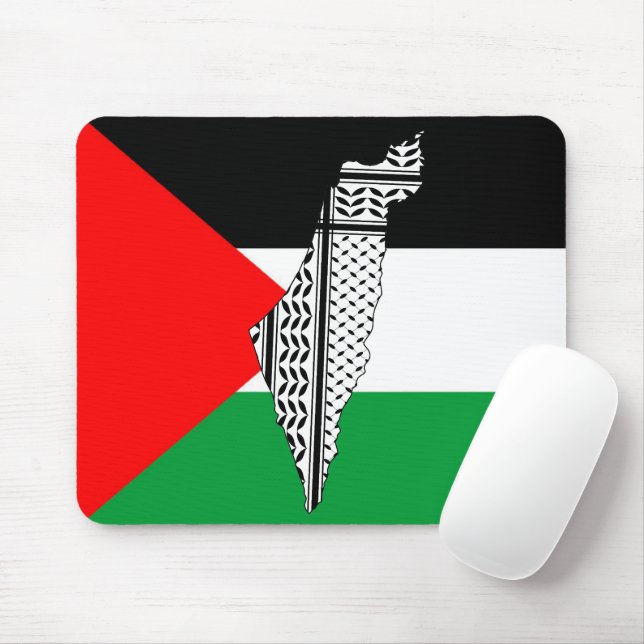  Palestine Flag and Map with Keffiyeg Pattern Mouse Pad (With Mouse)