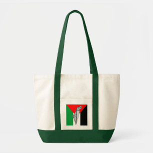 Palestine Flag and Map with Keffiyeg Pattern Tote Bag