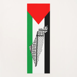 Palestine Flag and Map with Keffiyeg Pattern Yoga Mat