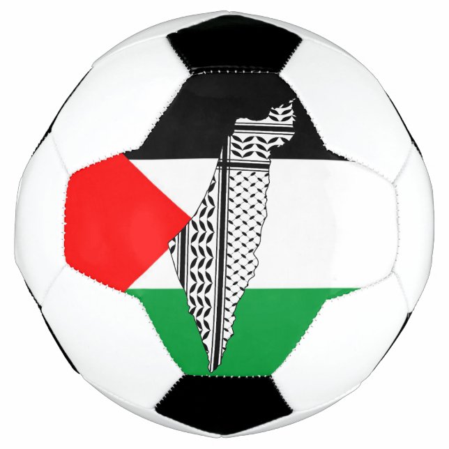 Palestine Flag and Map with Keffiyeh Pattern Soccer Ball (Front)