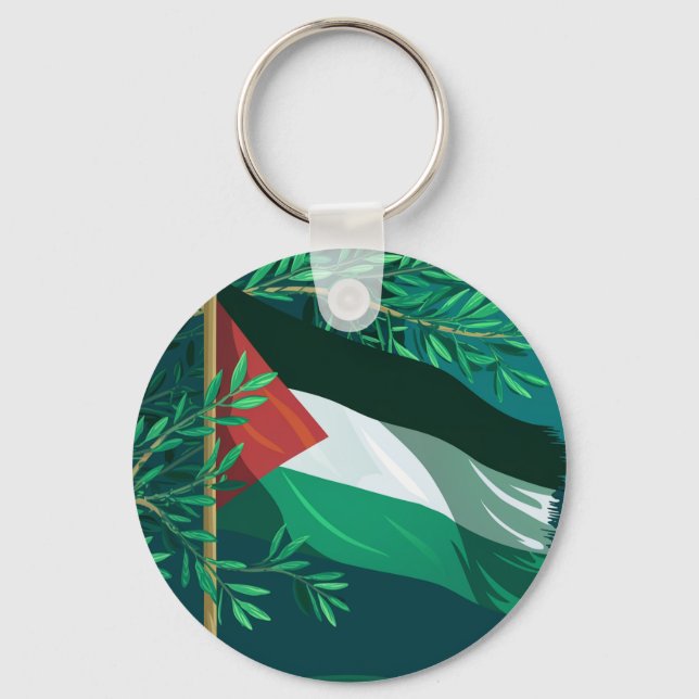 Palestine flag and olive tree key ring (Front)