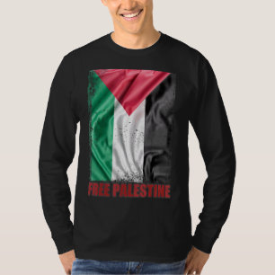 Palestine Flag Arabic Palestinian Distressed Free  T-Shirt