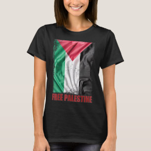 Palestine Flag Arabic Palestinian Distressed Free  T-Shirt