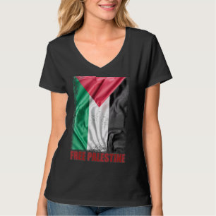 Palestine Flag Arabic Palestinian Distressed Free  T-Shirt
