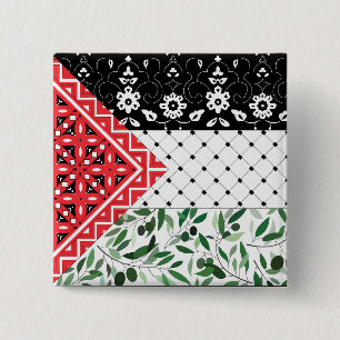 Palestine Flag Falastini Artwork Kuffiyeh Olives 15 Cm Square Badge