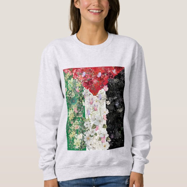 Palestine Flag Floral Womens Sweatshirt  (Front)