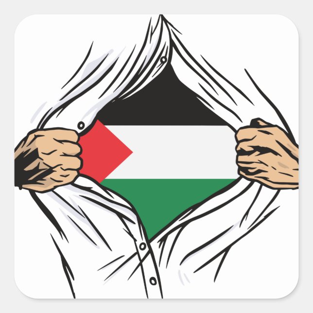 Palestine Flag for Palestinian Square Sticker (Front)