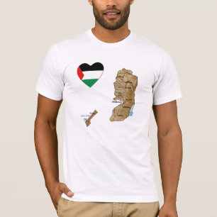 Palestine Flag Heart and Map T-Shirt