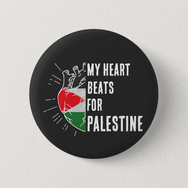 Palestine Flag Human Heart 6 Cm Round Badge (Front)