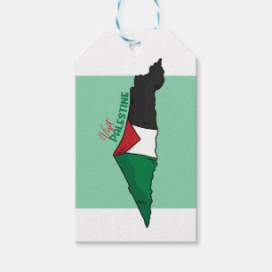 Palestine flag inside its map, Visit Palestine Gift Tags
