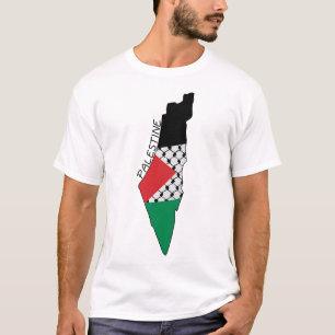 Palestine Flag Map Palestinian Kufiya Pattern T-Shirt