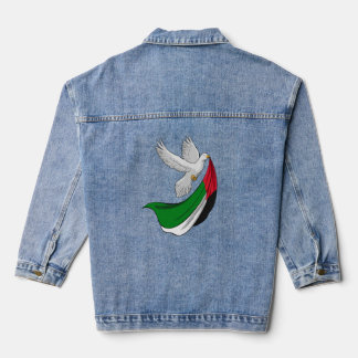 Palestine Flag, Peace Pigeon, Denim Jacket