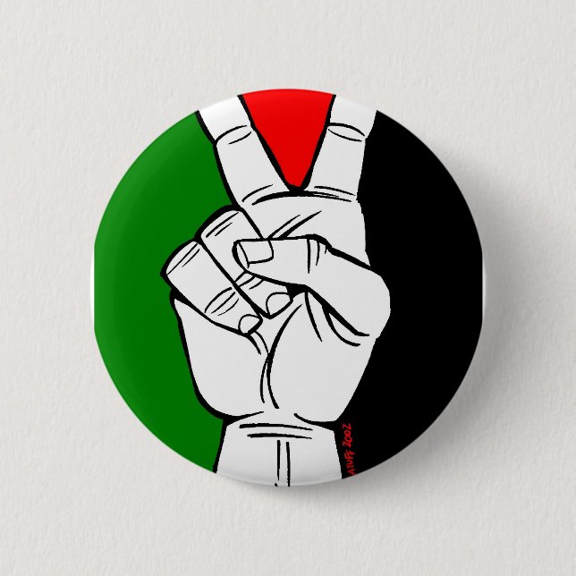 PALESTINE FLAG PEACE SIGN 6 CM ROUND BADGE (Front)