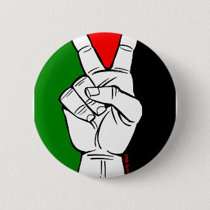PALESTINE FLAG PEACE SIGN 6 CM ROUND BADGE