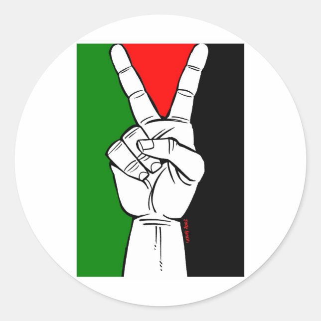 PALESTINE FLAG PEACE SIGN CLASSIC ROUND STICKER (Front)