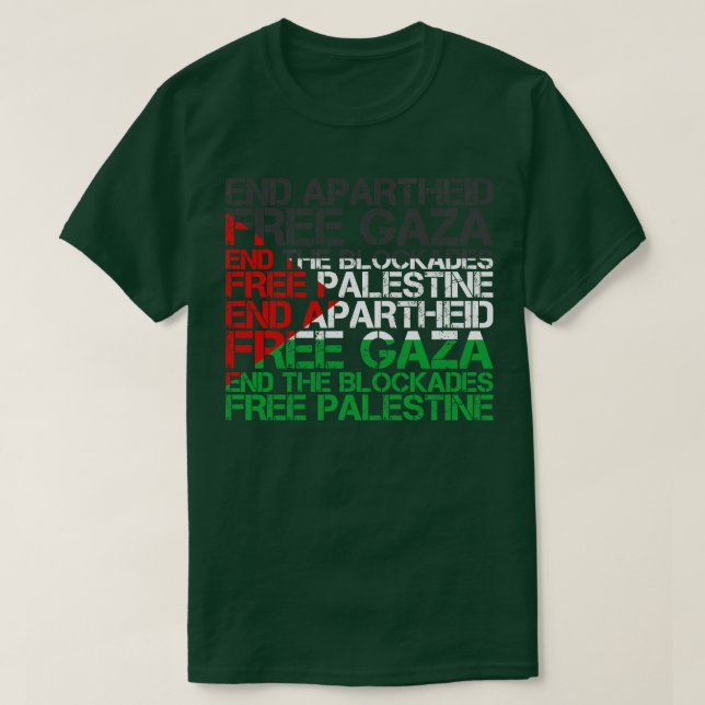 Palestine Flag Wordcloud End Apartheid T-Shirt (Design Front)
