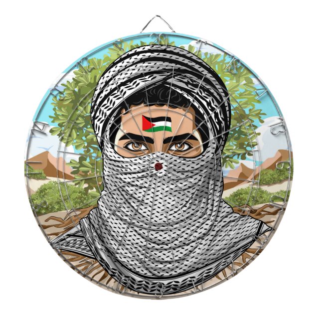 Palestine Freedom Fighter Portrait Dartboard (Front)