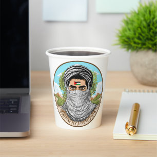 Palestine Freedom Fighter Portrait Paper Cups