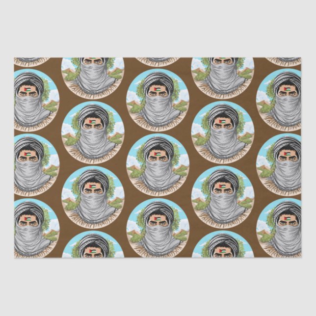 Palestine Freedom Fighter Portrait Tissue Paper (Front)