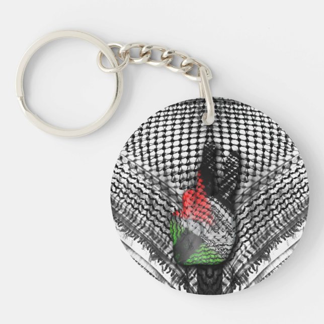PALESTINE HATTAH FLAG PEACE SIGN KEYCHAIN (SS) (Front)